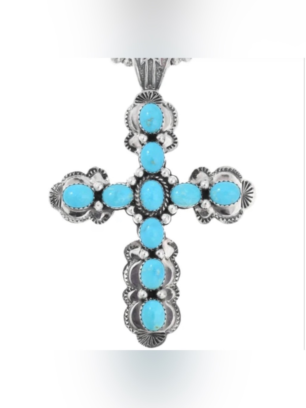 Turquoise Cross Pendant Necklace - Women's Silver Tone Jewelry
